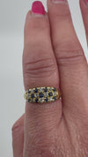 Art Deco 18ct Gold Sapphire Diamond Half Hoop Ring Size P