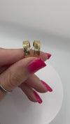 Vintage 9ct Gold Diamond Cut Herringbone Hoop Earrings