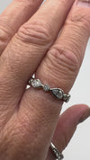 Sterling Silver CZ Pear & Round Cut Eternity Band Ring 925 Size N