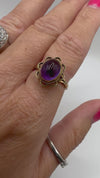 Vintage 9ct Gold Amethyst Solitaire Ring Birmingham 1975