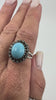 Video showing large turquoise and diamond sterling silver ring on finger