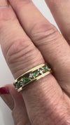 9ct Gold Emerald Diamond Full Eternity Ring 375 Size Q - R