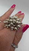 Articulated Large Sterling Silver Beaded Ball Bobble Ring Size P