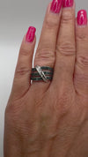 Sterling Silver Blue & White Diamond Eternity Band Ring Size L