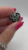 9ct White Gold Diamond and Onyx Heart Pendant Charm