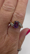 Vintage 9ct Gold 1.75ct Diamond & Amethyst Ring 375 Size R 2004