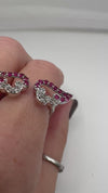 New Sterling Silver Ruby Double Angel Wings Ring 925 Size N O