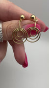 Vintage 9ct Gold Circles Drop Earrings 375