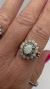 Vintage 9ct Gold Opal & Diamond Cluster Ring Size M