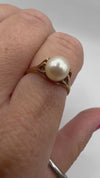 Vintage 9ct Gold Pearl Ring 375 Size M (Birmingham 1967) Art Deco Style