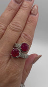 Ruby Toi Et Moi Ring Sterling Silver | 4.00ct with White Topaz Size N