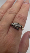 Vintage 9ct Gold Sapphire and Diamond Panther Ring Size O