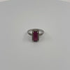 Sterling Silver Ruby Ring 4ct Emerald Cut with Diamonds UK T