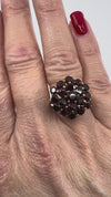 Vintage 9ct Gold Large Garnet Cluster Ring Size L