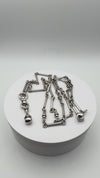 Chunky Vintage Sterling Silver Bar and Ball Link Necklace 925