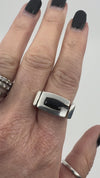 GUESS Sterling Silver Reversible Onyx MOP Ring 925 Size L - M