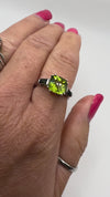 Sterling Silver 1.70ct Peridot Trilogy Ring Size N