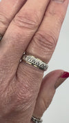 Vintage 9ct Gold and Silver White Spinel Engraved Eternity Ring Size N