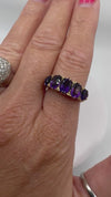 Chunky Vintage 9ct Gold 2.65ct Amethyst 5 Stone Ring Size Q