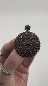 Antique Silver Gilt Bohemian Rose Cut Garnet Tiered Brooch Pendant