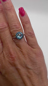 Vintage 3.50ct Blue Topaz Solitaire Ring in Sterling Silver Size M - N