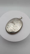 XL Vintage Sterling Silver Foliate Engraved Oval Photo Locket Pendant 925 Birmingham 1994