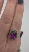 Art Deco 14ct Gold Synthetic Sapphire Diamond Ring Size O