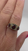 Vintage 9ct Gold Garnet Trilogy Ring 375