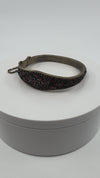 Antique Silver Gilt Bohemian Garnet Hinged Bangle with Safety Chain