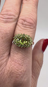 14ct Gold 1.10ct Peridot Cluster Ring 585 Size M 1/2
