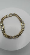 Vintage Reversible 9ct Gold Chunky Fancy Curb Links Diamond 8” Bracelet 375