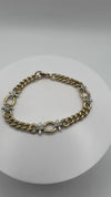 Vintage Reversible 9ct Gold Chunky Fancy Curb Links Diamond 8” Bracelet 375