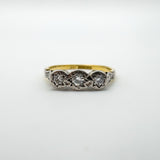 Vintage 18ct Gold & Platinum 0.20ct Diamond Trilogy Engagement Ring Size N - O