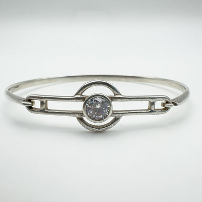 Contemporary / Modernist 2ct CZ Bangle in Sterling Silver 925 by Kit Heath