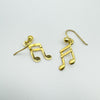 Vintage 9ct Gold Musical Note Drop Shepherds Hook Earrings 