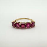 Chunky 9ct Gold 2.35ct Ruby 5 Stone Ring Size O - P Wedding Eternity Stacking