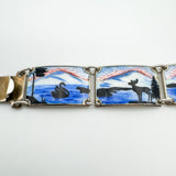 Vintage Norwegian Enamelled Bracelet in Sterling Silver 925
