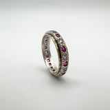 Vintage Pink & White Spinel Full Eternity Ring in 9ct Gold & Silver Size K - L