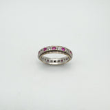 Vintage Pink & White Spinel Full Eternity Ring in 9ct Gold & Silver Size K - L