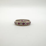 Vintage Pink & White Spinel Full Eternity Ring in 9ct Gold & Silver Size K - L