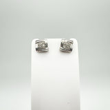 Natural Diamond Square Stud Earrings in Sterling Silver 925