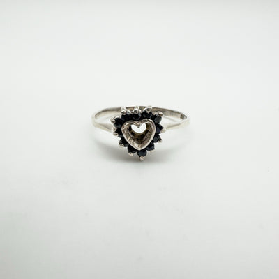 0.24ct Blue Sapphire Heart Ring in Sterling Silver 925 Size P - Q
