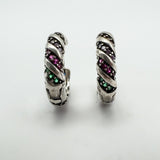 NEW Multicoloured CZ Mini Huggie Hoop Earrings in Sterling Silver 925