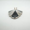 Art Deco Style Black Onyx & White Mother of Pearl Fan Pendant Sterling Silver