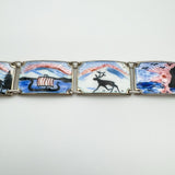 Vintage Norwegian Enamelled Bracelet in Sterling Silver 925