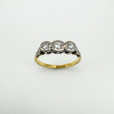 Vintage 18ct Gold & Platinum 0.20ct Diamond Trilogy Engagement Ring Size N - O