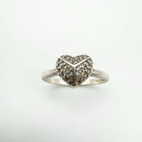 Puffy Diamond Heart Engagement Ring in Sterling Silver 925 Size N - O Stacking