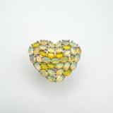 Huge 7.20ct Welo Fire Opal Heart Cocktail Ring in Sterling Silver 925 Size K - L