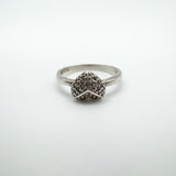 Puffy Diamond Heart Engagement Ring in Sterling Silver 925 Size N - O Stacking