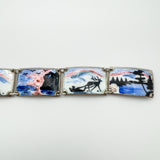 Vintage Norwegian Enamelled Bracelet in Sterling Silver 925